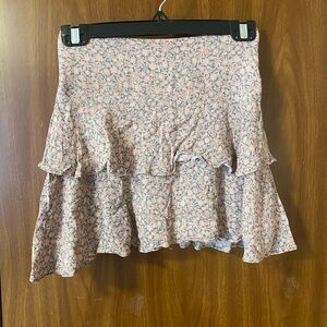 Floral Pink Ruffle Skirt
